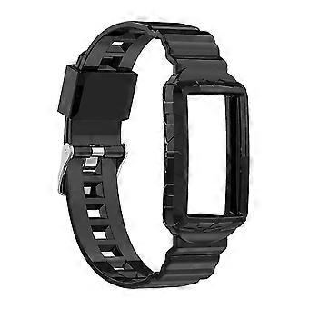 Wristband Armor Strap Integrated Strap Band for Fitbit Charge 5/4/4SE/3/3SE (Black)