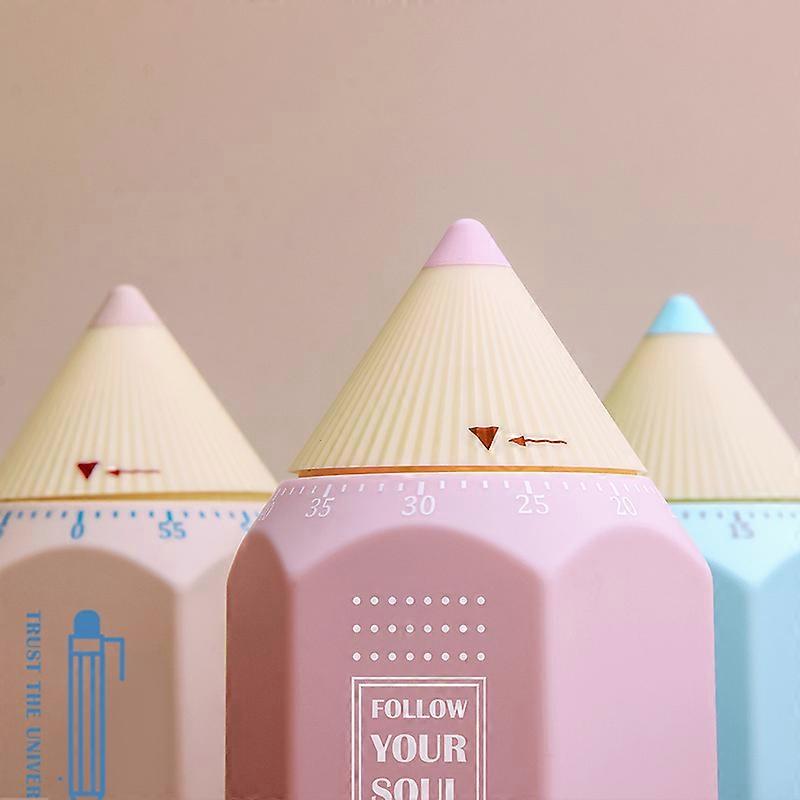 Pink Kitchen Timer Pencil-Shaped Plastic Alarm Timer Desktop Ornament for Kitchen Baking Cooking