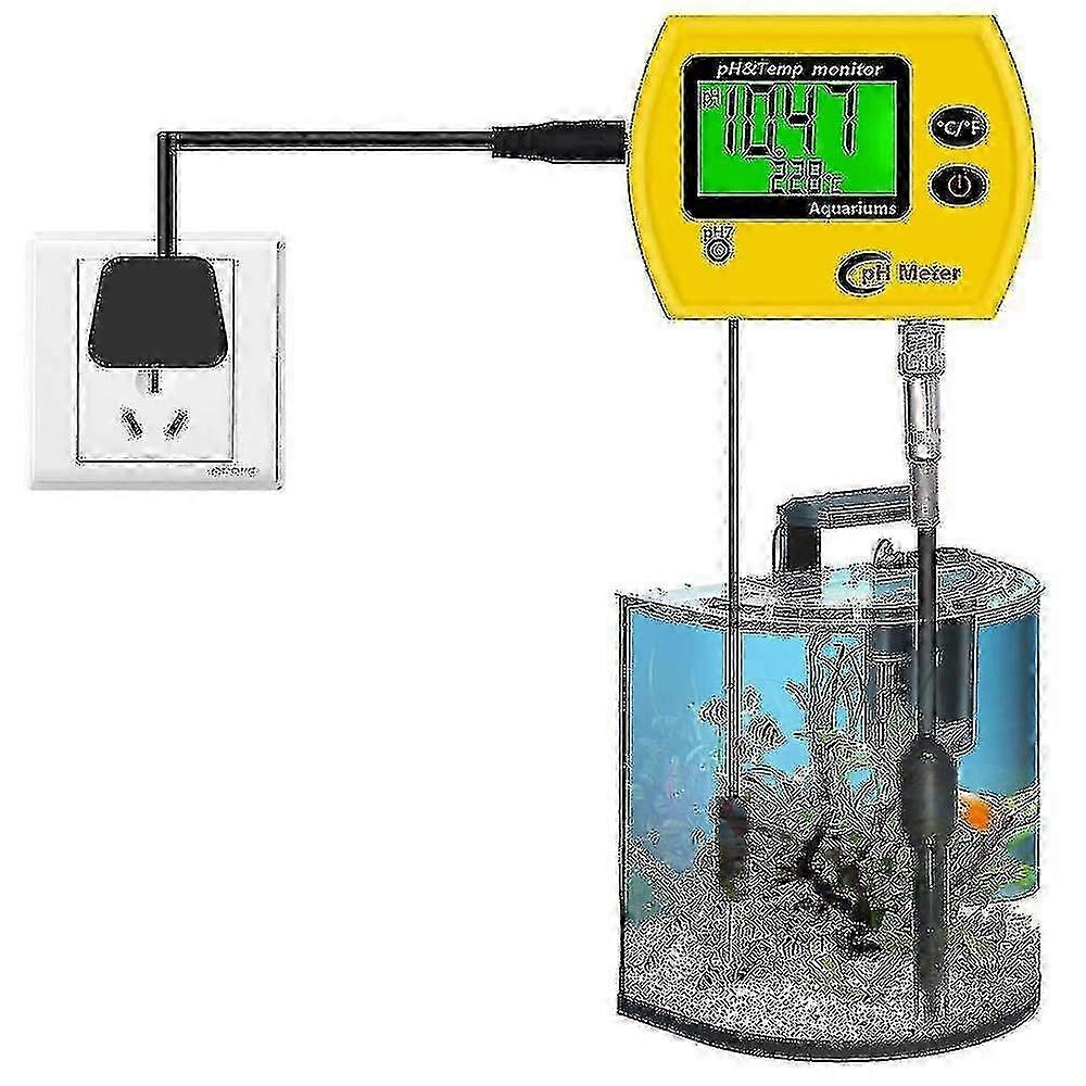 2-in-1 Continuous Water Ph And Temperature Tester Kit With Replaceable Bnc Ph Electrode For Hydroponics, Aquarium, Drinking Water Labeu