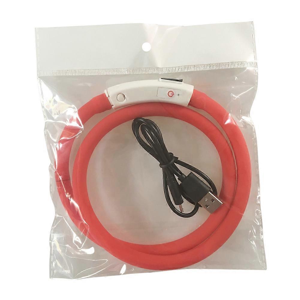 USB Rechargeable Safe Warn LED Dog Collar Silicone Adjustable