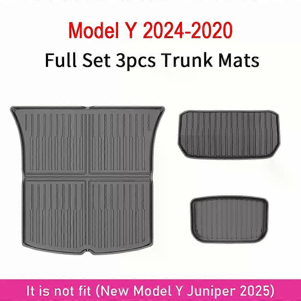 USVOTOV Floor Mats for Tesla Model Y 2021-2025 Model 3 Highland All Weather Front Rear Trunk Mat Cargo Liner Doormat Accessories