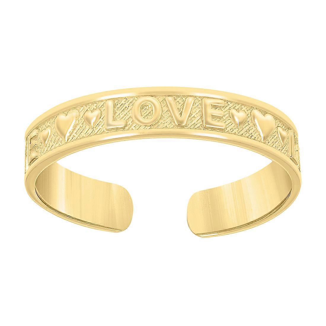 14Kイエローゴールドレディースラブトゥリング2.7x2.7mm女性用ワイドトゥリング - .8グラム