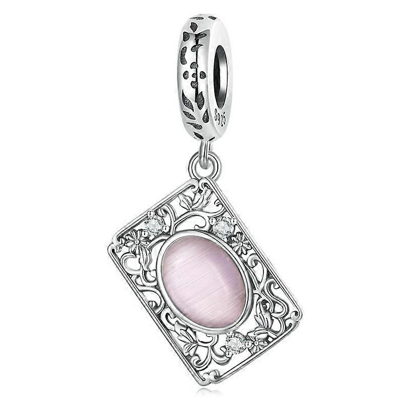 SCC2428 Sterling Silver S925 Zircon Square Tag Pattern Bracelet Beads