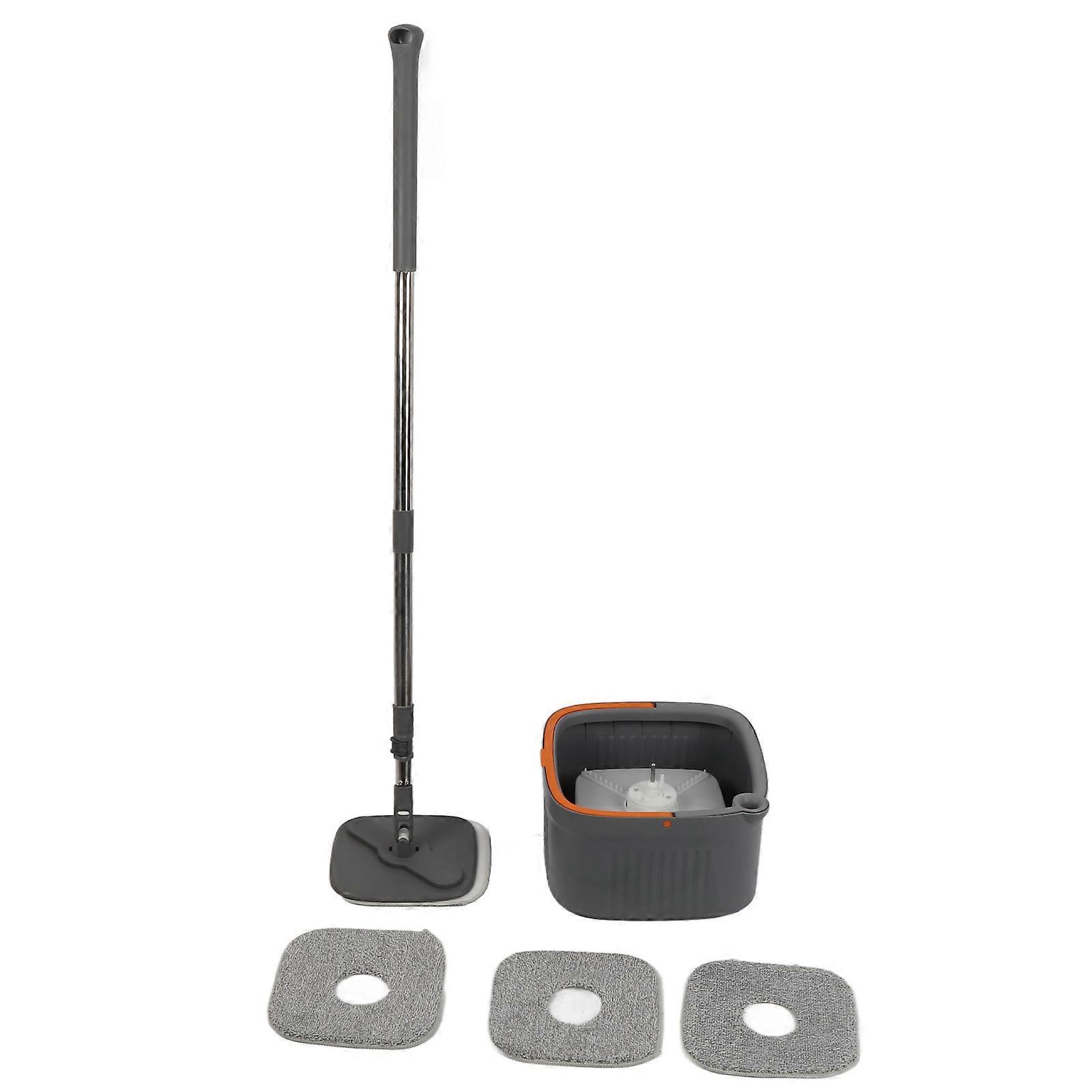 Rotating Mop Bucket Self Wringing Wet Dry Use Microfiber Spin Cleaning Set with Replacement Mop Pads