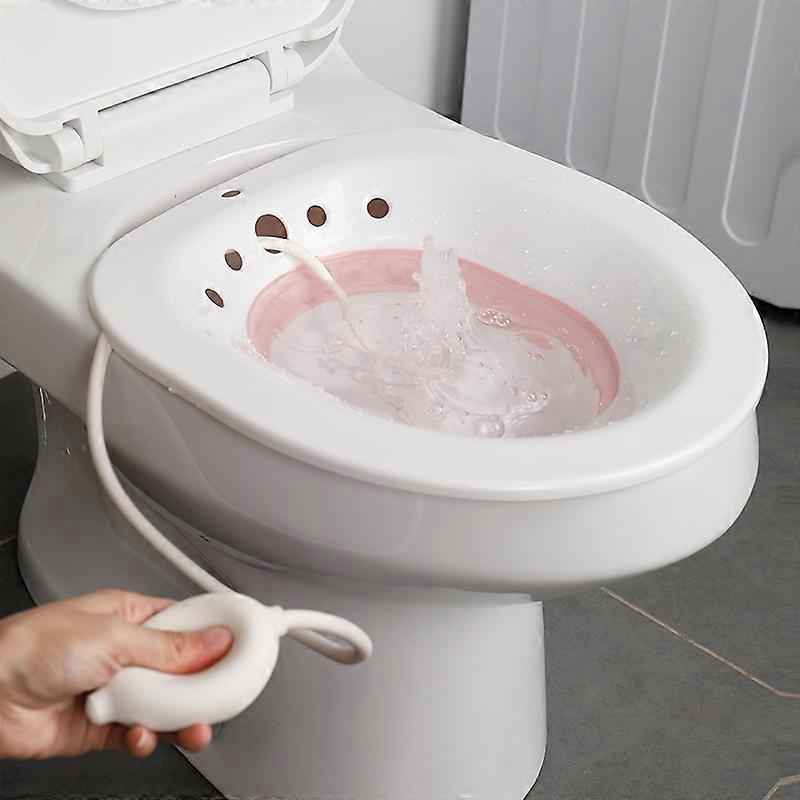 Bidet weiblich Intimbereich schwangere Frauen frei hockend Hintern Mutterschaft Entbindung sitzende Toilette faltend Erwachsener mit Waschbecken Weiß grau