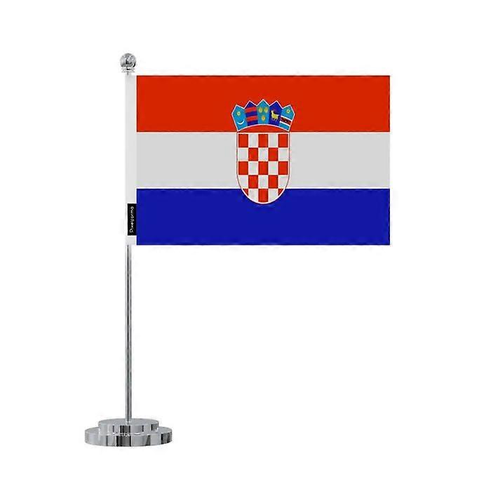 Croatia Desk Flag – 14 x 21 cm – Polyester – Stainless Steel Base