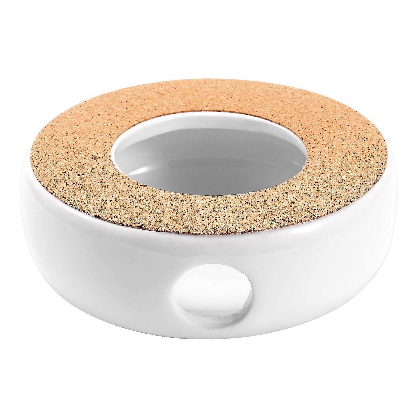 Mini Portable Ceramic Teapot Warmer Base Insulation Holder Candle Warmer White