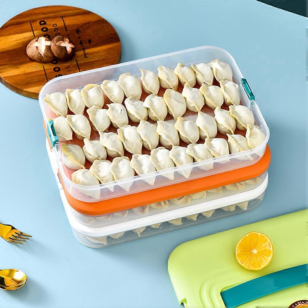 Refrigerator Food Shelf Dumpling Storage Box 3 Layered Stackable Food Storage Box Tray Container with Lid