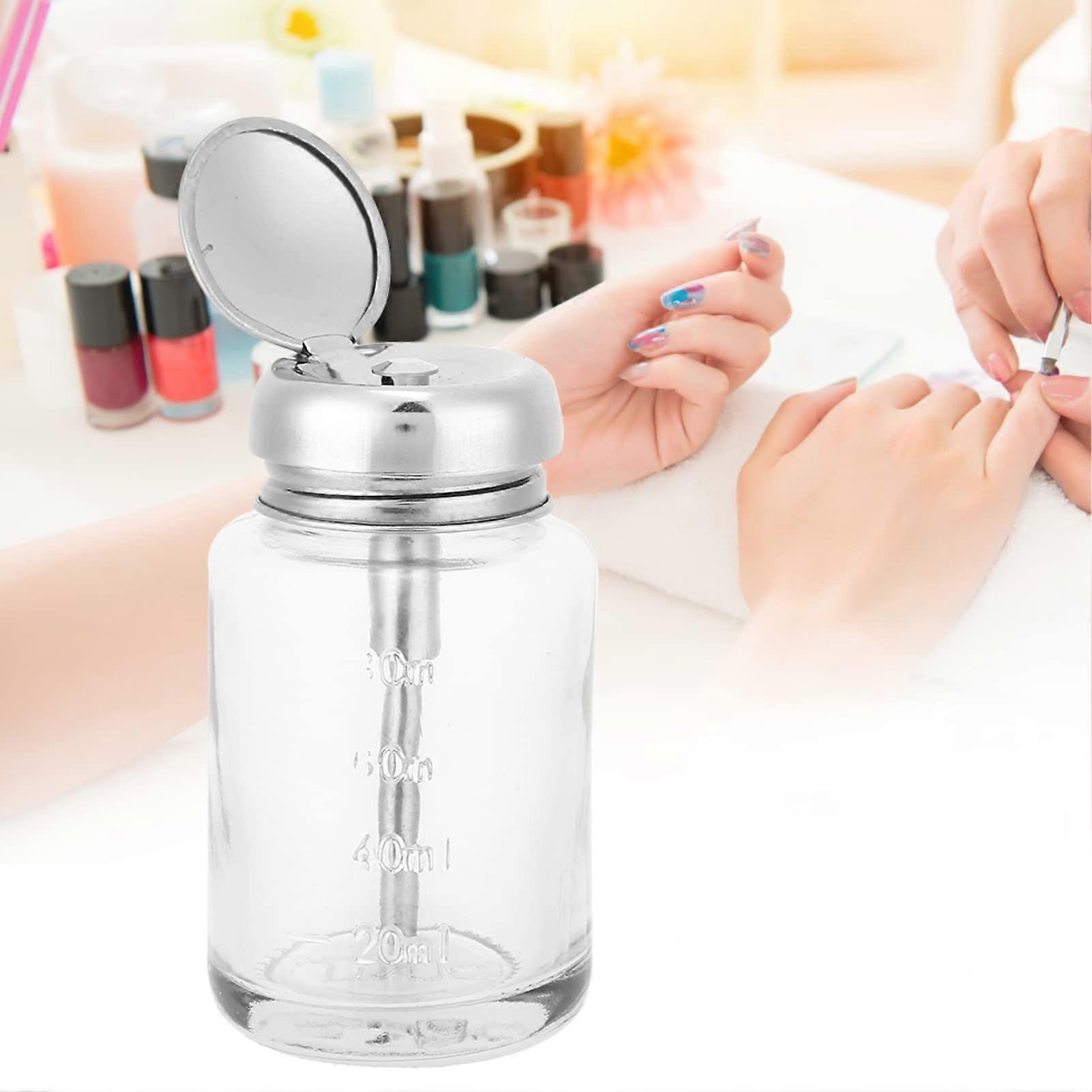 Nail Polish Remover Bottles Refillable Pump Dispenser 80ml Glass Bottle Push-Down Portable Empty Bottle For Nails Lip