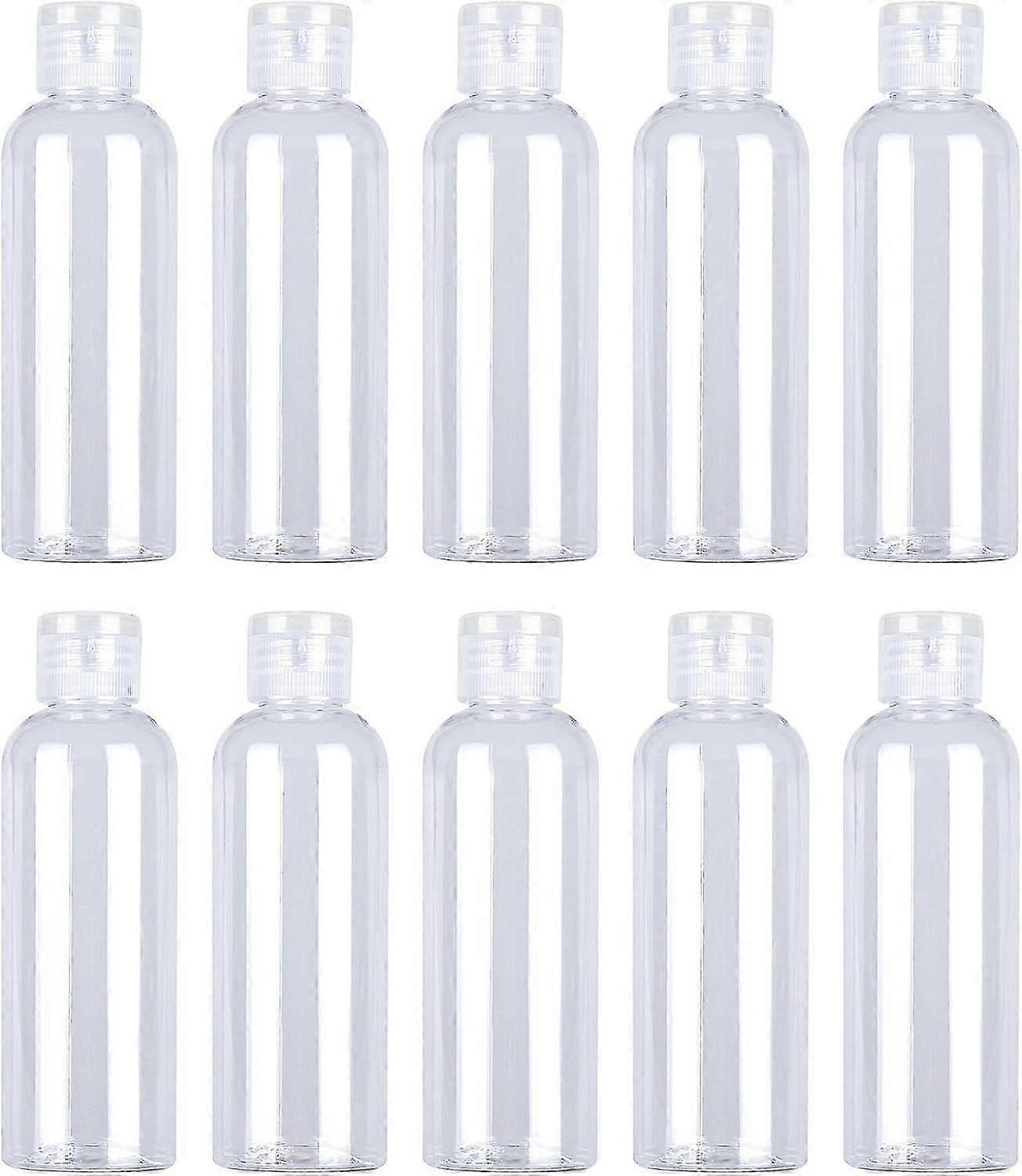 100ml Clear Travel Bottles Empty Transparent Flip Cap Bottles Plastic Travel Bottles with Labels for Travel or Cosmetic10 PCS