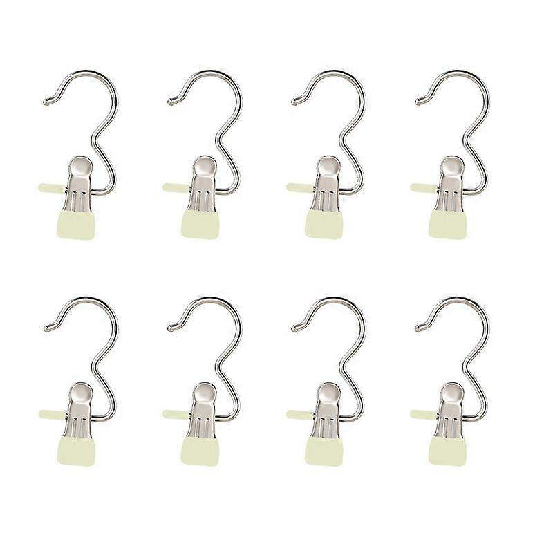 Set of 8 metal hangers, with clips and notches, rotating hooks, sliding clips, plastic