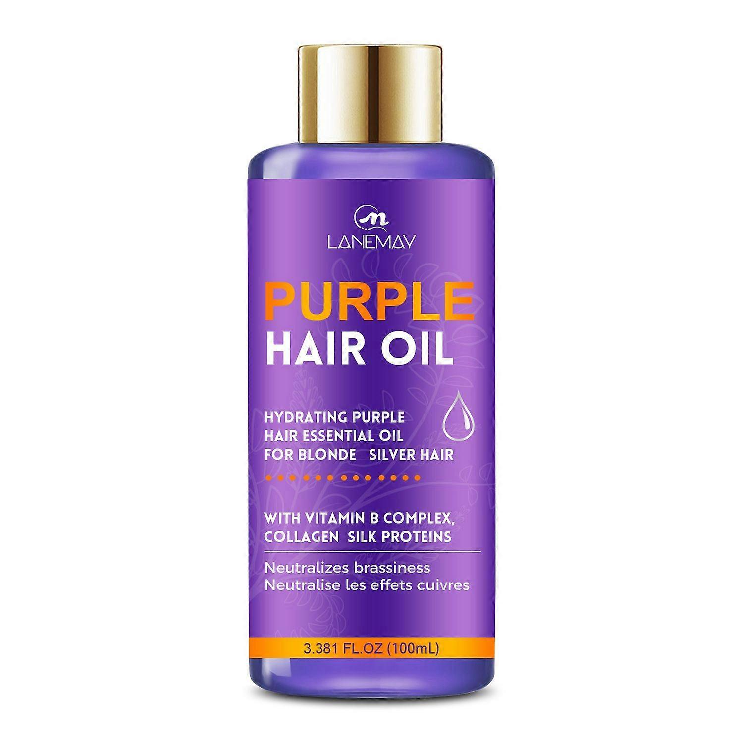 unbrand Purple Hair Oil Purple Hair Essential Oil with Vitamin B Complex Collagen Silk Proteins for