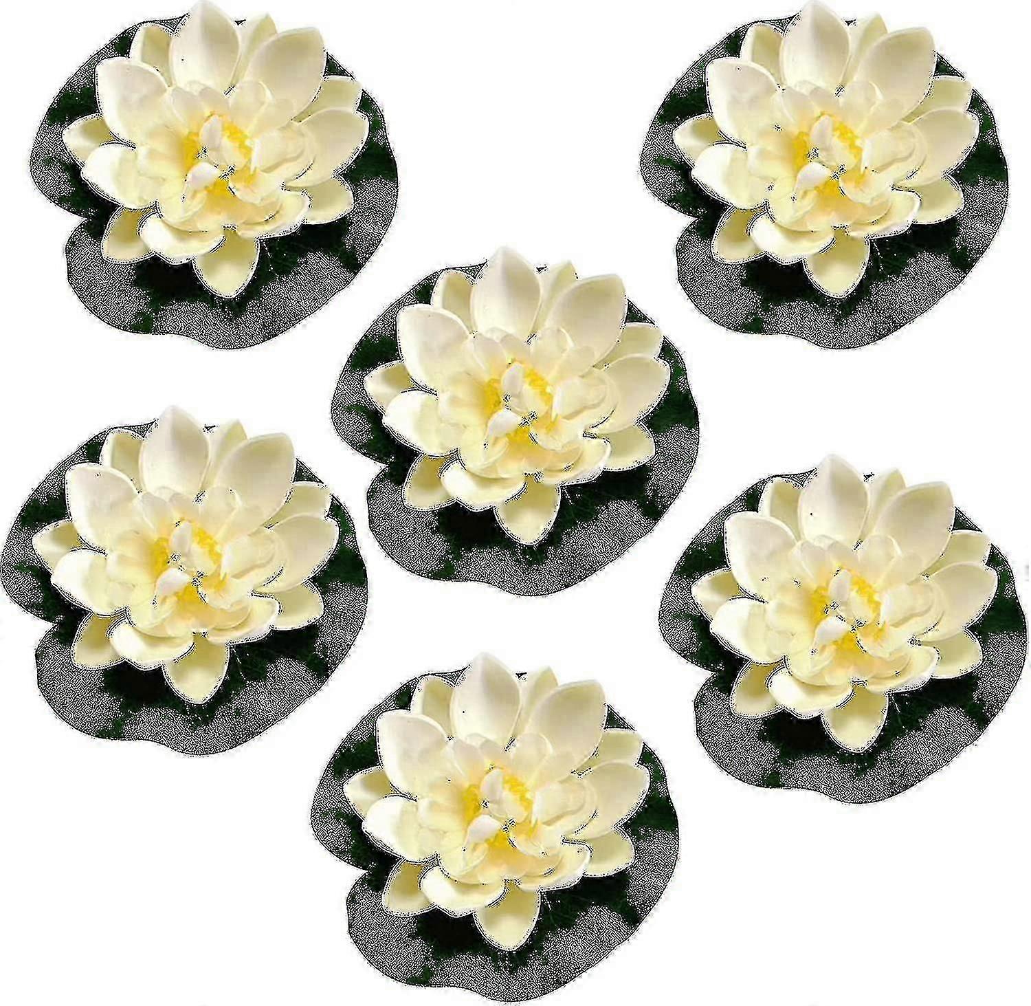 6 Pack Artificial Floating Lotus Flowers for Home Decor,Pond or Pool Decoration,Realistic Water Lilies for Water Features