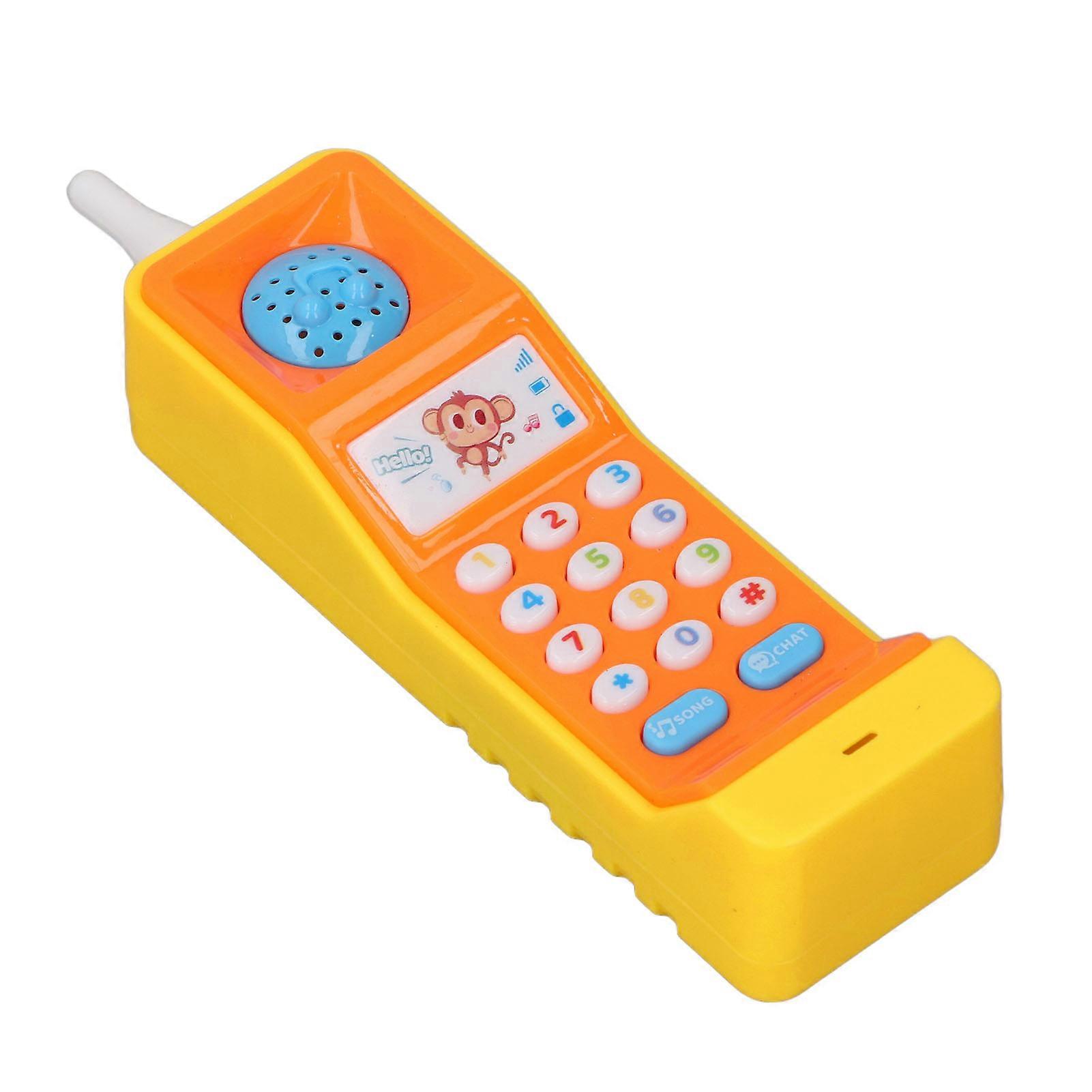 Baby Mobile Phone Educational Musical Toy Retro Simulation Lighting Learning Play Mobile Phone for Boys Girls Yellow