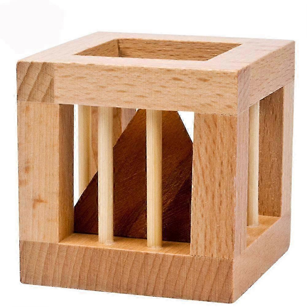 Secret Pyramid Wood Brain Teaser Intelligence Puzzle IQ Cube Trick Kid Toy