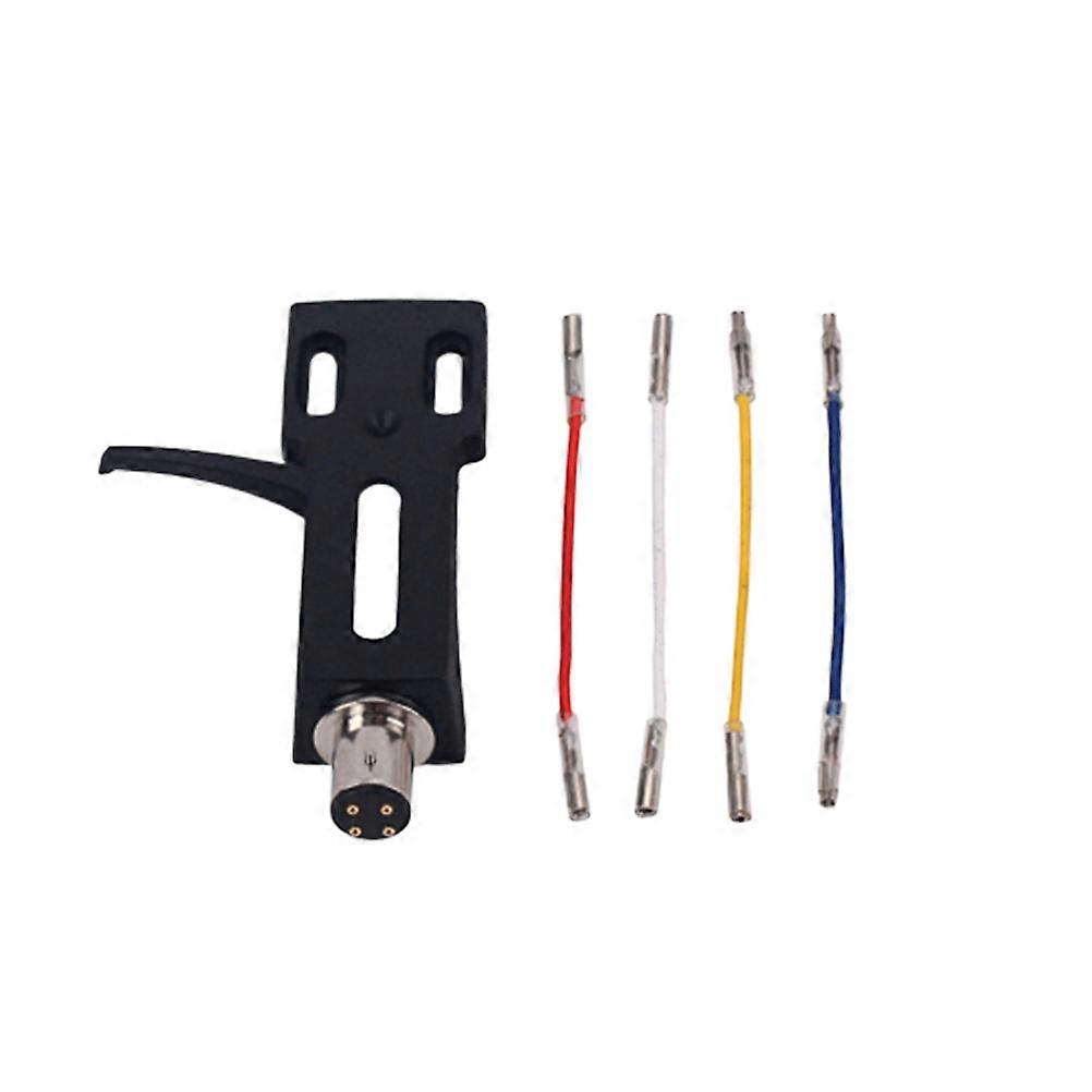 Replacement Headshell Mount for Turntable Phonograph Head Holder with Connection Wires – Black – Ensures Secure Mounting and Exceptional Sound Quality