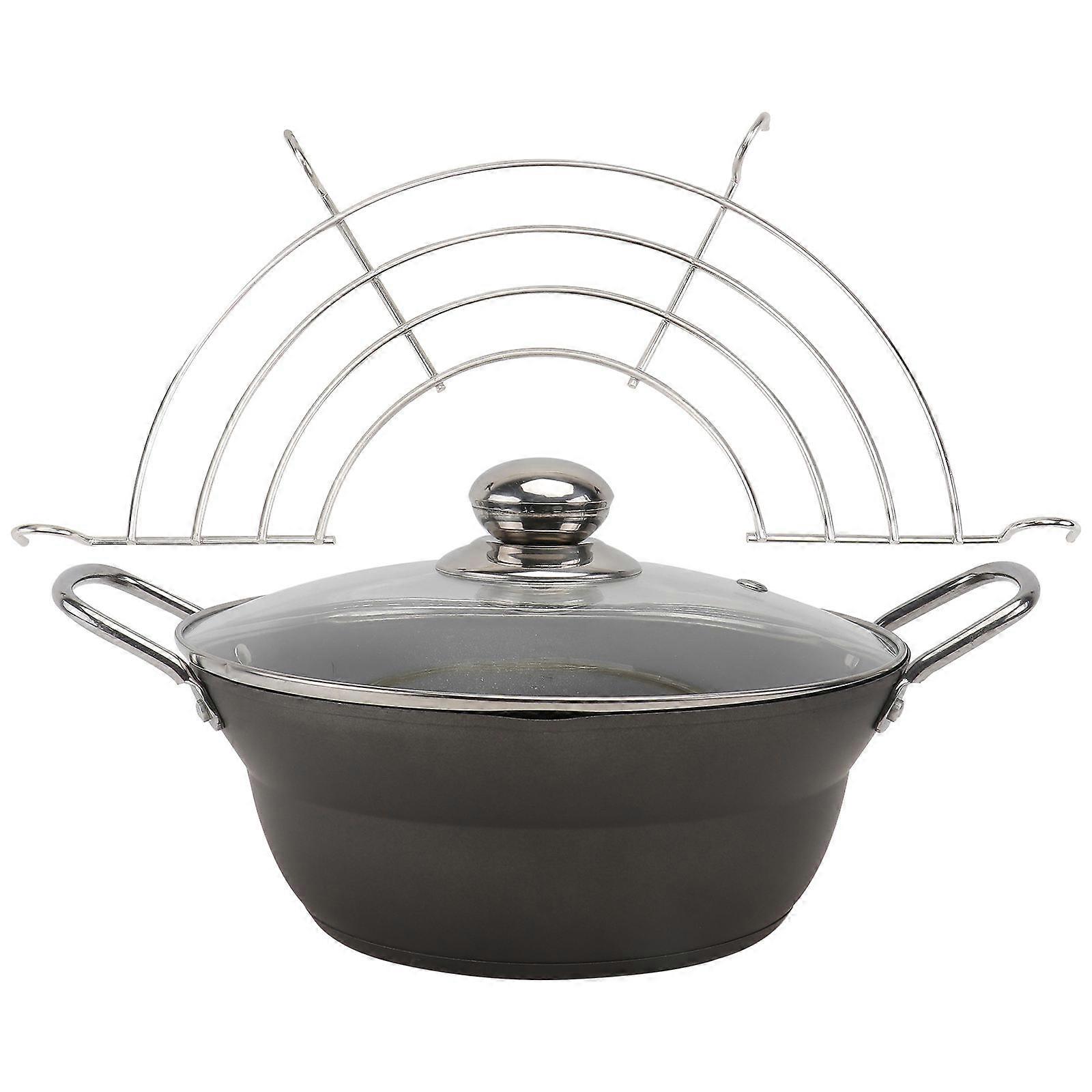Healthy Tempura Fryer, Small Pan with Efficient Drainer for Reduced Oil Consumption