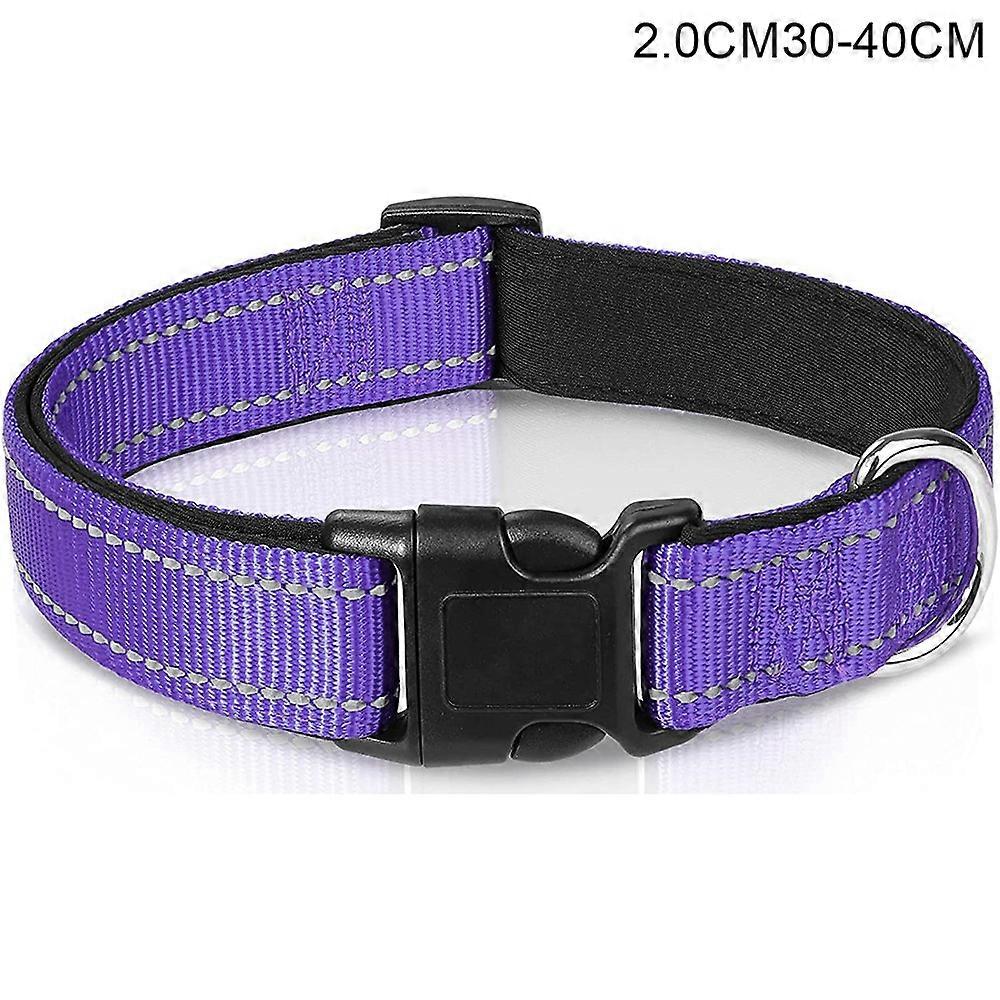 S Size 30-40cm Adjustable Reflective Dog Collar with Safety Locking Buckle 2cm Wide
