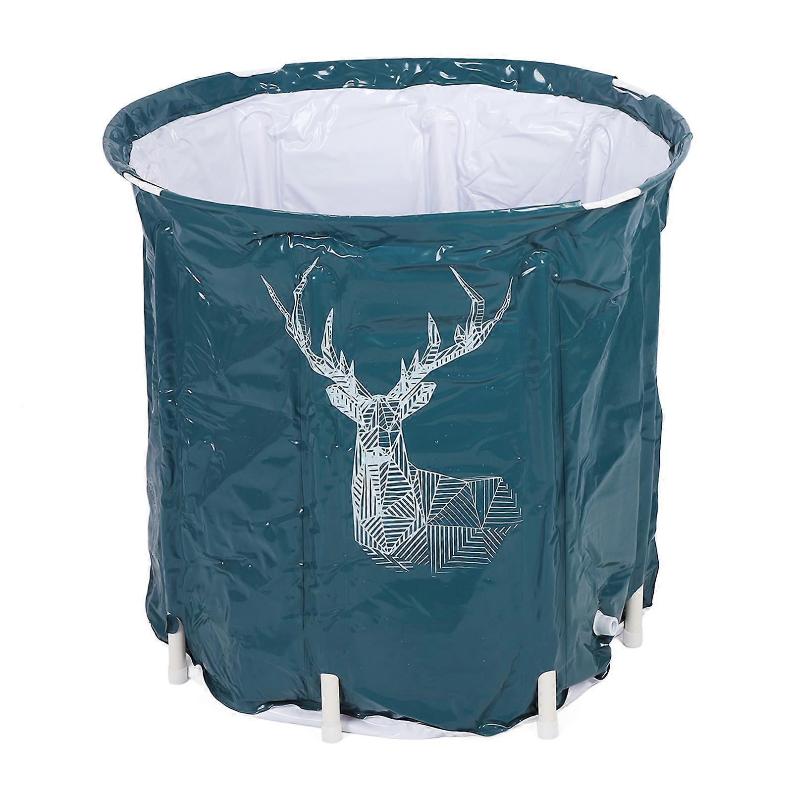 Folding Spa Bath Tub 80L Large Capacity PVC Portable Foldable Soaking Bath Tub with Bracket for Home 