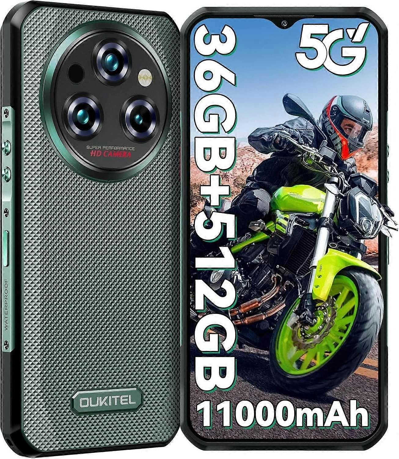 OUKITEL WP35 Pro Rugged Smartphone 12GB+512GB Green
