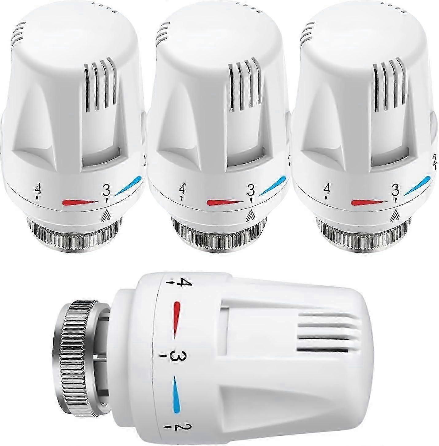 4 Pieces Thermostatic Head, Standard M30 x 1.5 Radiator Valve Replacement for Temperature Control, White