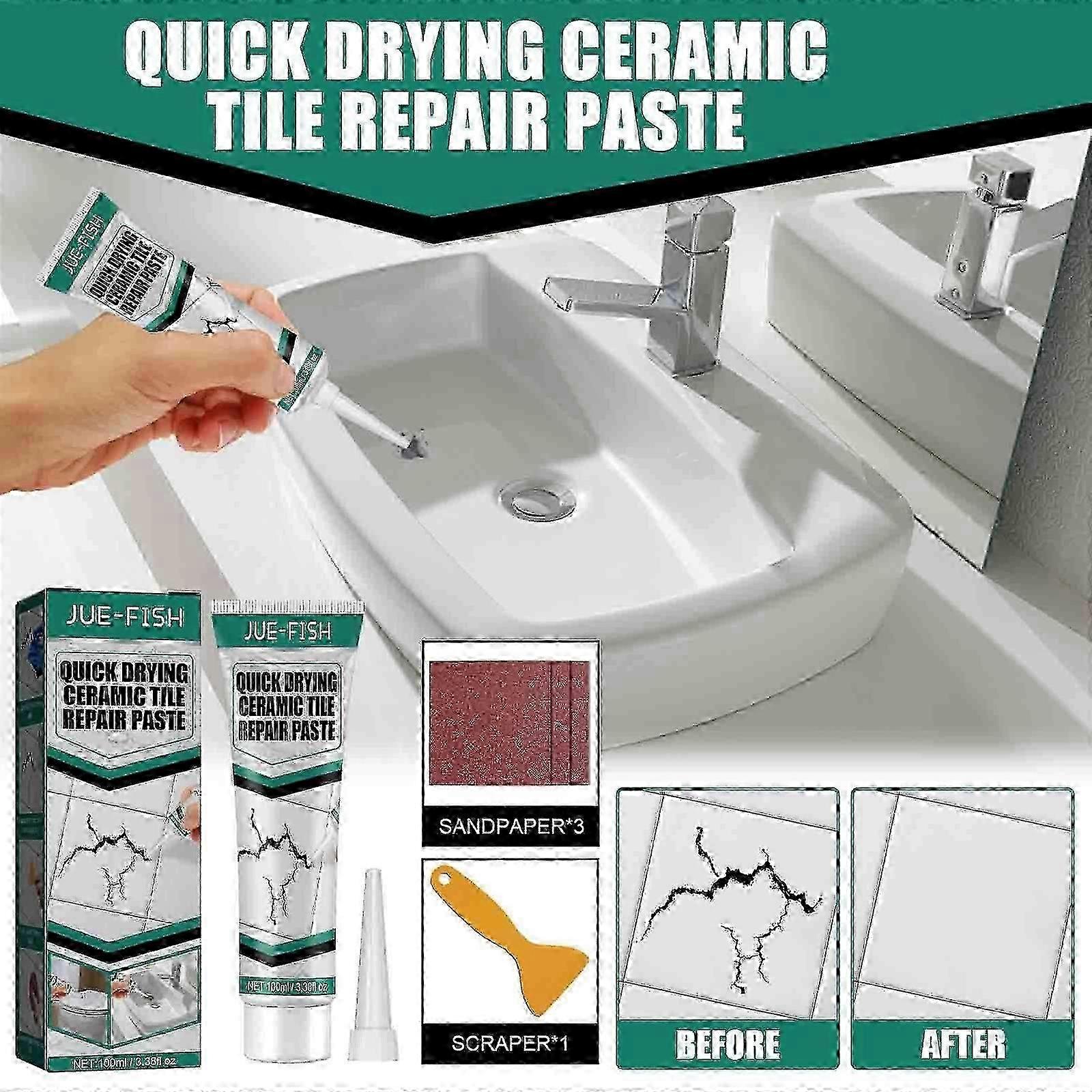 2x Tile Repair Paste Bathtub Furniture Toilet Crack Repair Tile Quick Drying Adhesive 100ml