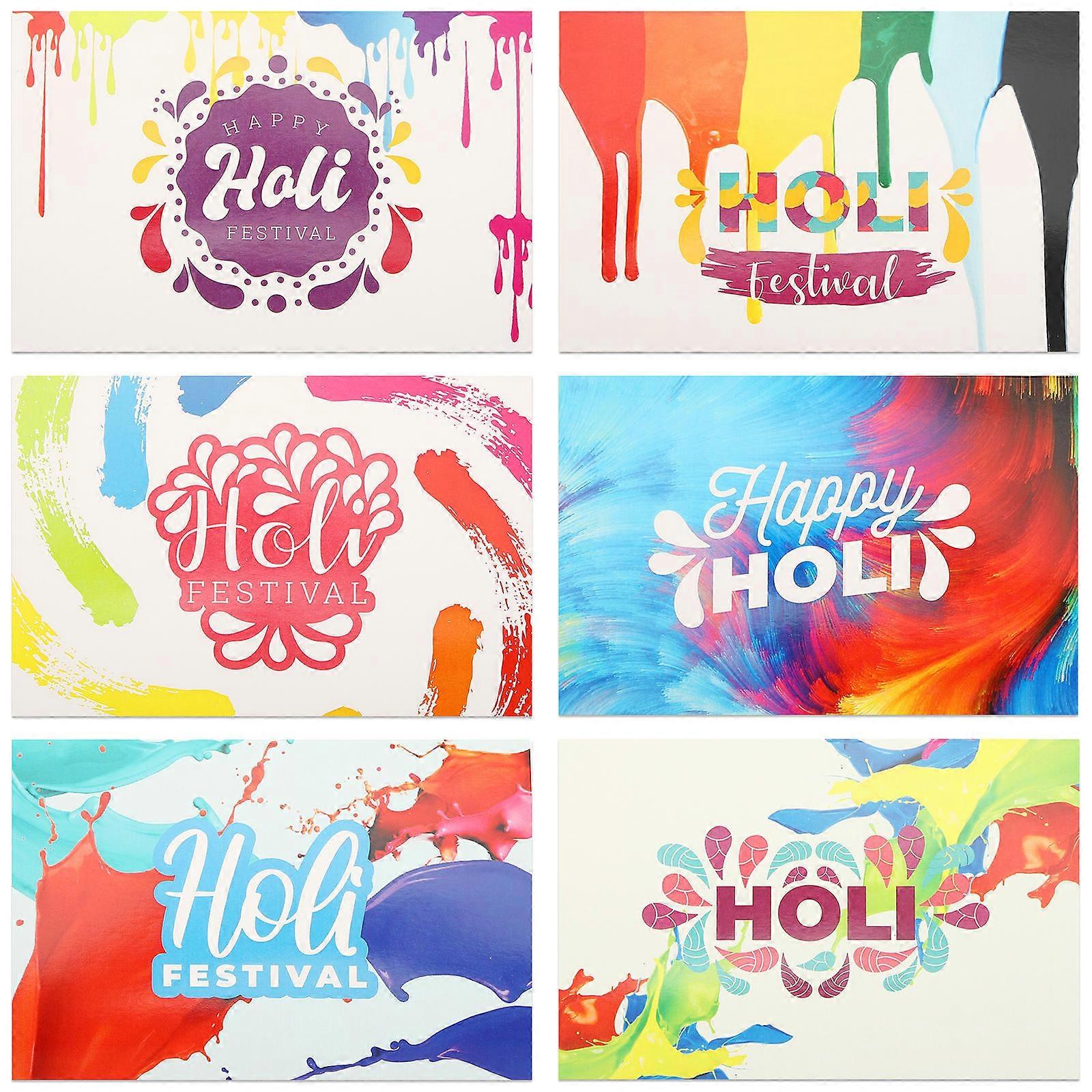 2 Sets Holi Greeting with Envelopes, Handmade Premium Paper, Party Invitations & Message for Celebration
