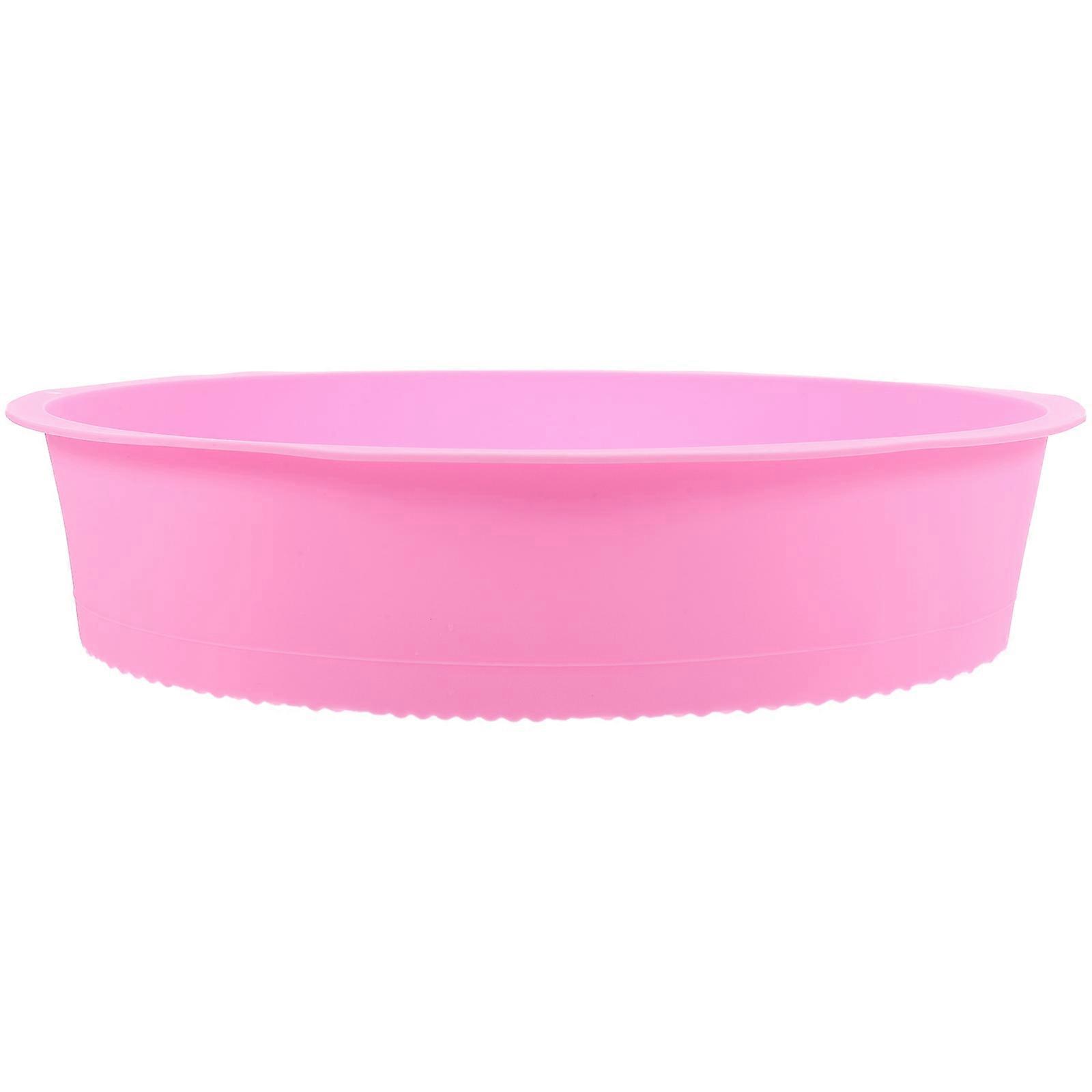 Non-Stick Silicone Cake Pan Baking Mold Round Shape Simple and Practical Design Easy to Clean for Home Baking 25X25X5.5CM Pink 1 Piece