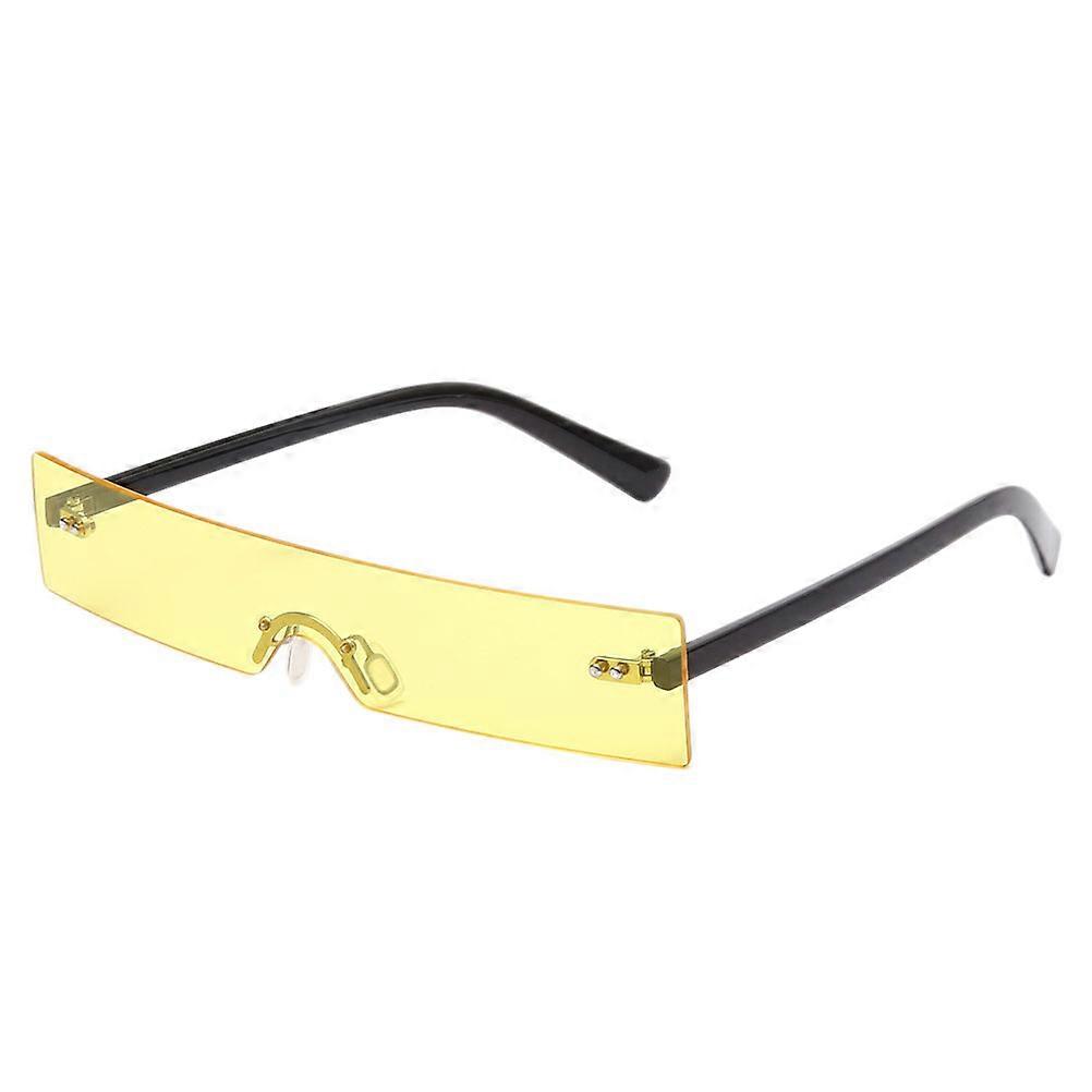 Trendy Sunglasses Mens Stylish Sunglasses Half Frame Rectangular Shape Yellow Lightweight Durable 1Pack