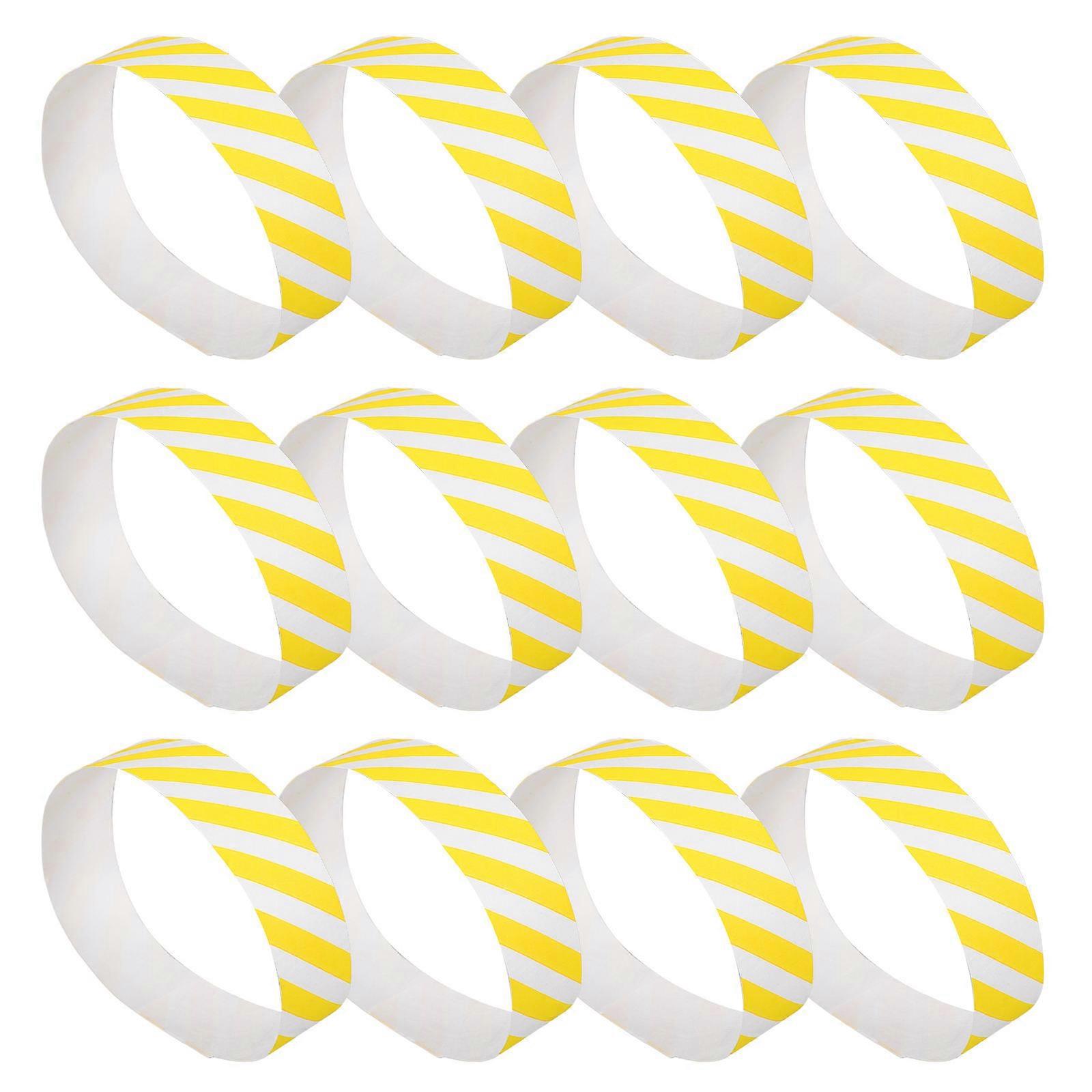 Paper Wristband Event Access Control For Events Yellow 25.20X1.80X0.10CM 100Pcs