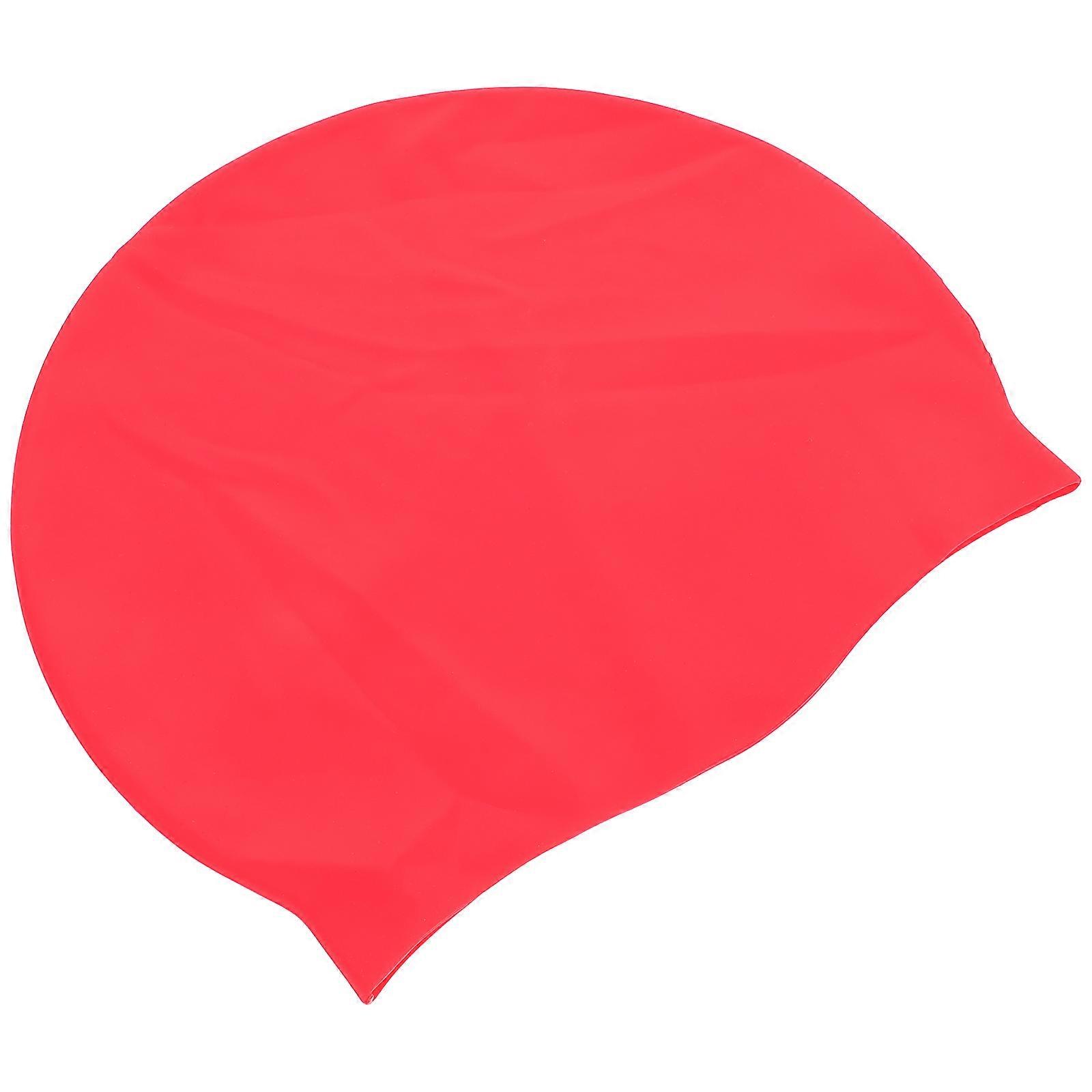 Silicone Swim Cap Waterproof Friction Resistance Reduction Adults Swimming Red 22.00X19.00X0.40CM 1Pcs