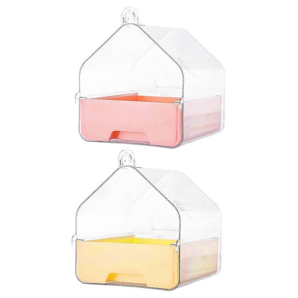 Here's a refined and professional product description for your item:
**2pcs Transparent Bird Bath Tub with Drawer Design – Parrot Hanging Shower