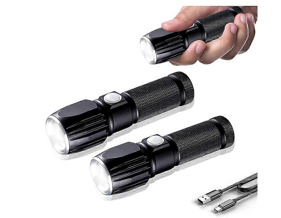 LED Flashlight, Mini handheld flashlights, waterproof 2pcs(Black)