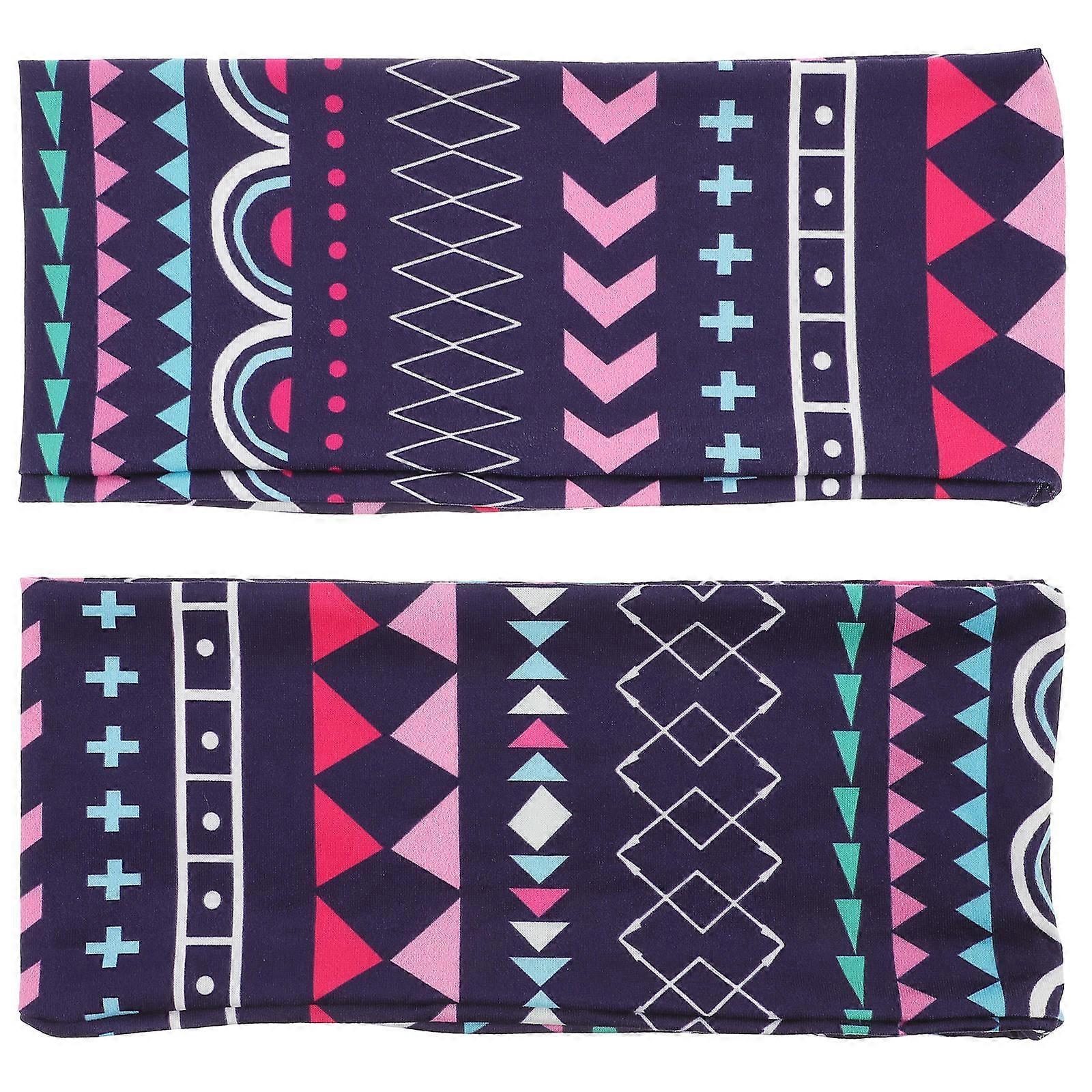 Breathable Printed Yoga Hairbands 2 Pack Elastic Sports Headbands for Women, Flexible Sweatbands for Fitness Running and Daily Use, Comfortable