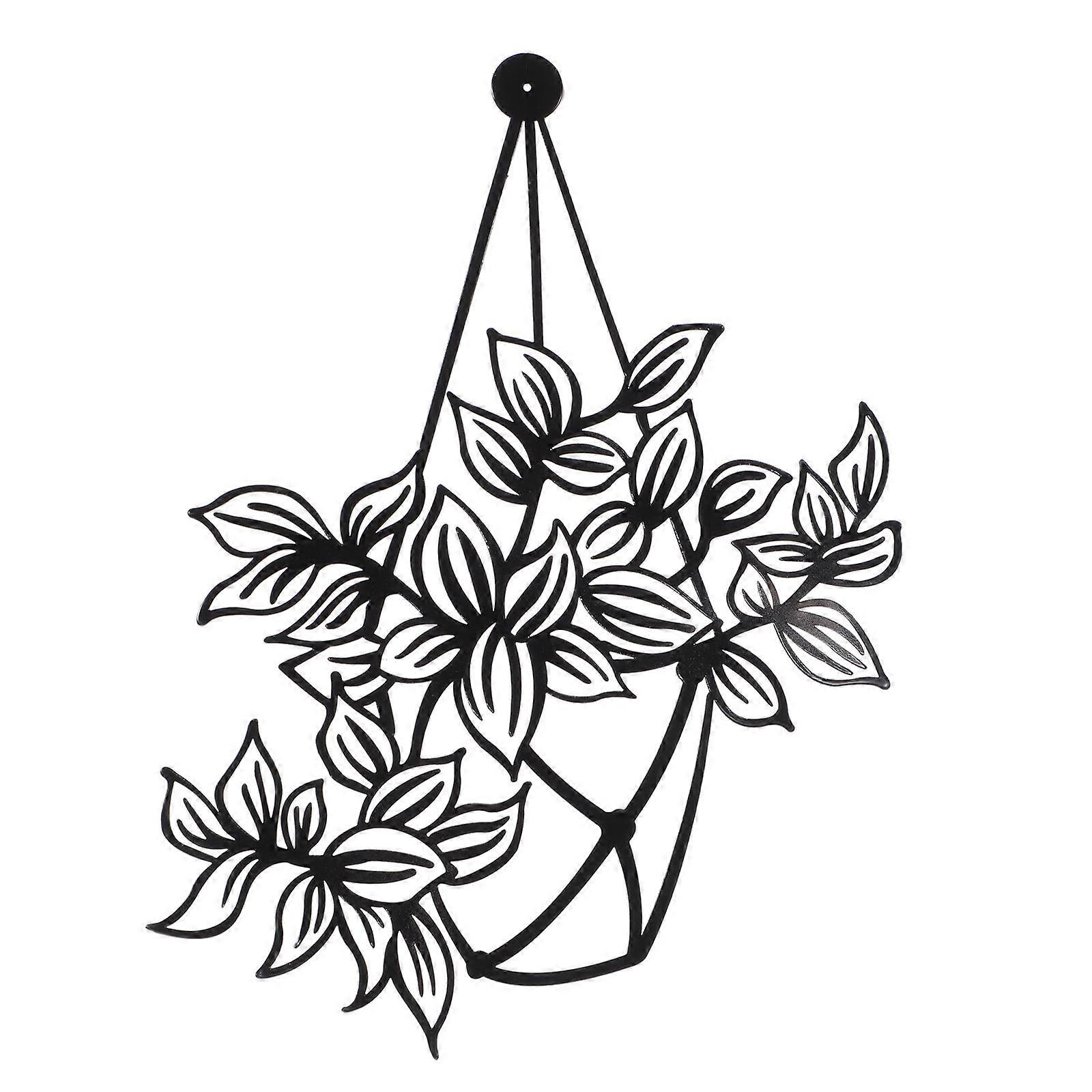 Wall Mount Decor Iron Flower Shape Indoor Use 37x26cm Black 1Set