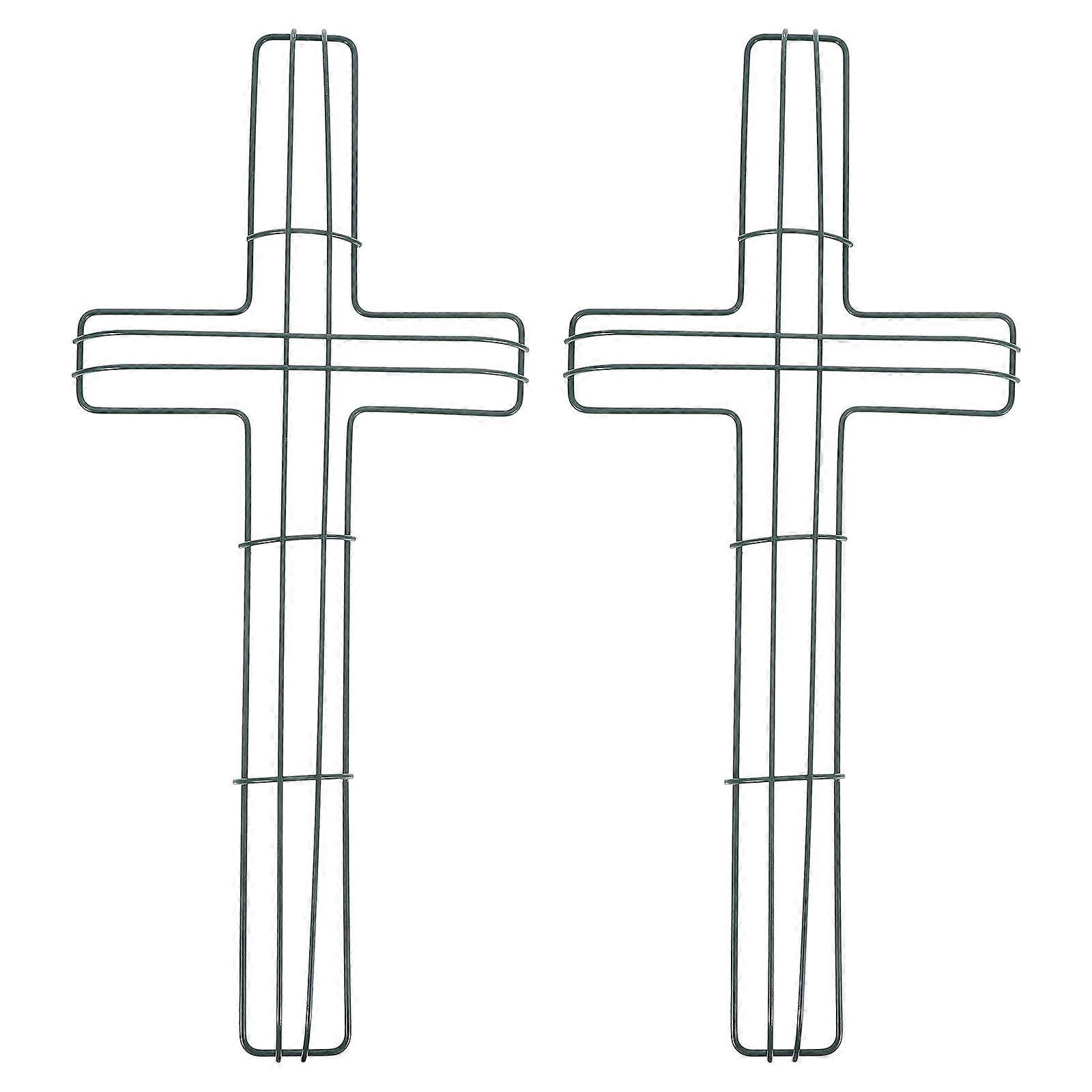 Cross Shaped Wreath Rack 2Pcs Green Wreath Making Rack with Sturdy Iron Build for Decoration Use