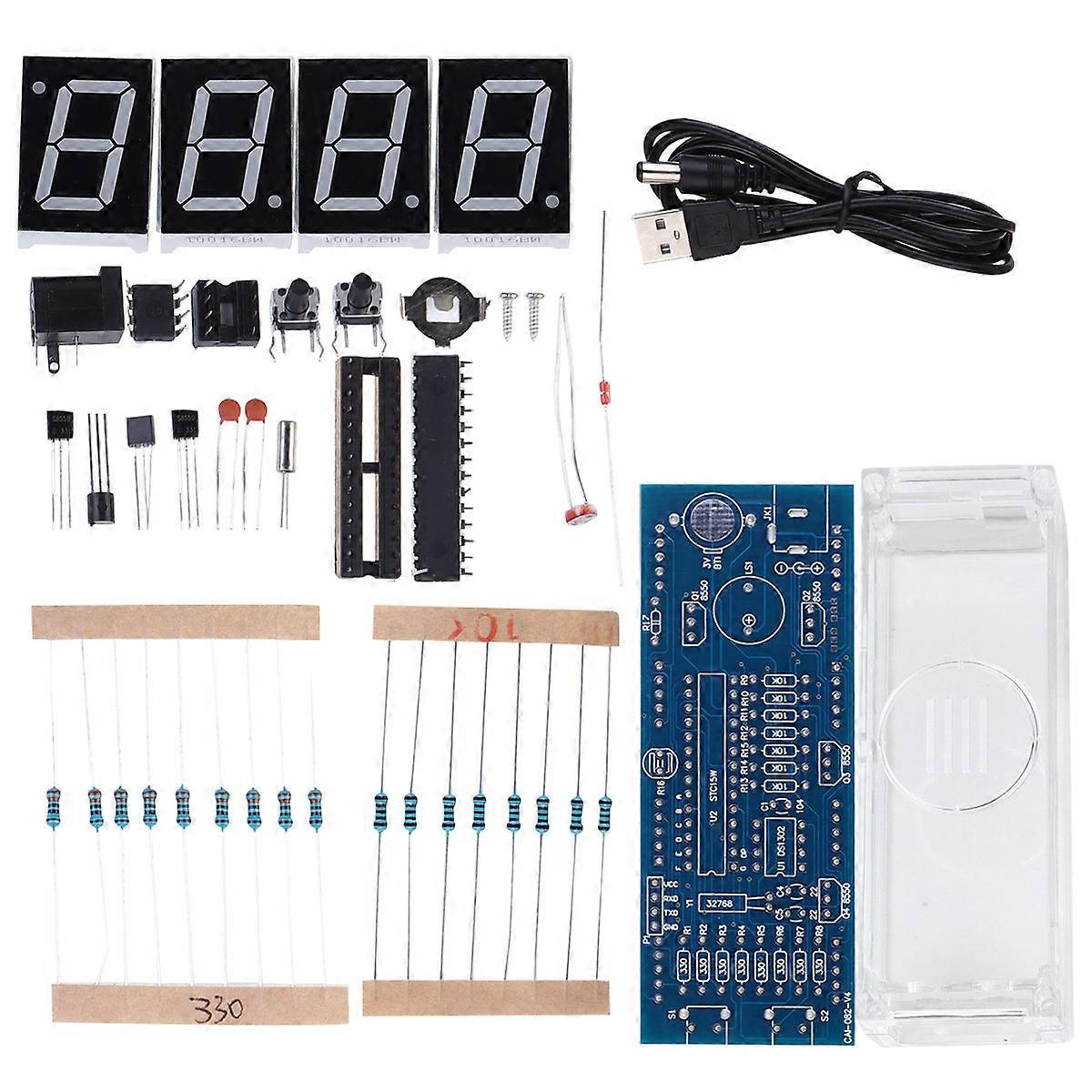 Circuit Board Clock Diy Scm Clock Parts Kits White Single Chip Microcomputer Design Home Use 1Set