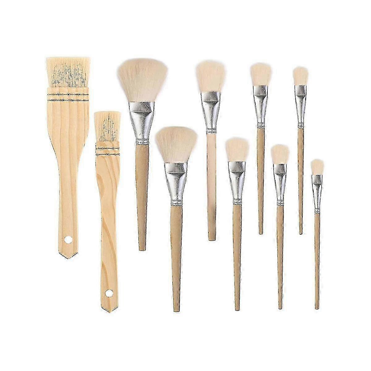 10 PCS Assorted Size Paint Brushes for Watercolor, Ceramic & Gilding