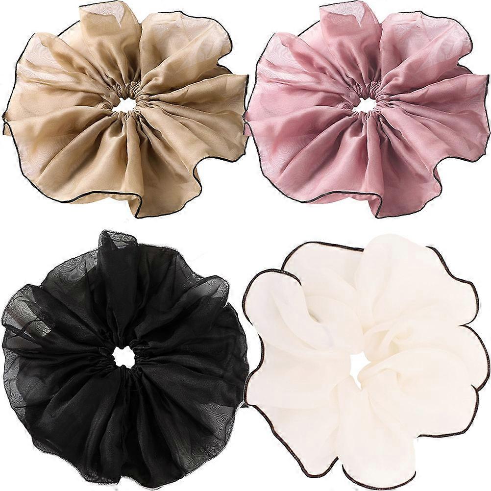 4pcs Elastic Soft Mesh Hair Scrunchies for Women – Stylish Ponytail Holders for Daily Wear and Special Occasions
