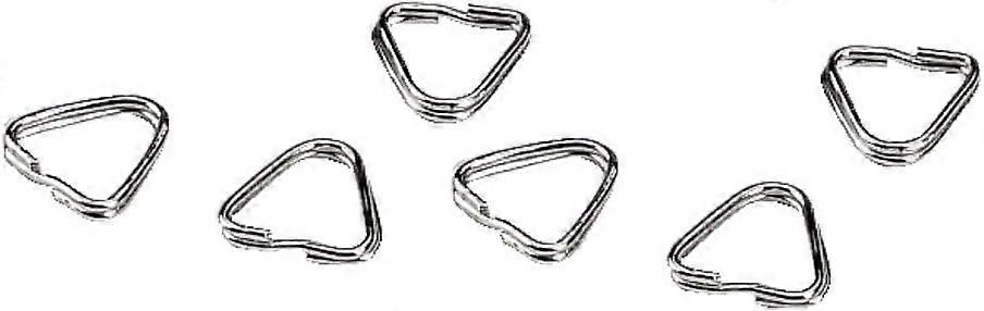 Set of 6 Split Rings/Keyrings for Attaching Camera Straps, Triangular Shape, Diameter: 12 mm, Silver