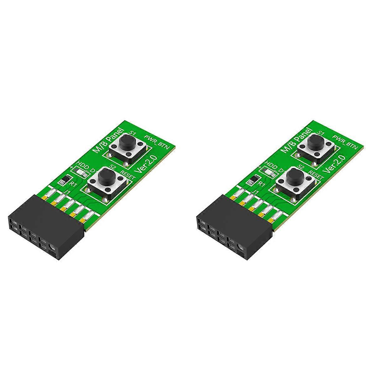 2pcs 2x5 Pin Reset/Power on/OFF Switch Board Adapter for Desktop PC Motherboard