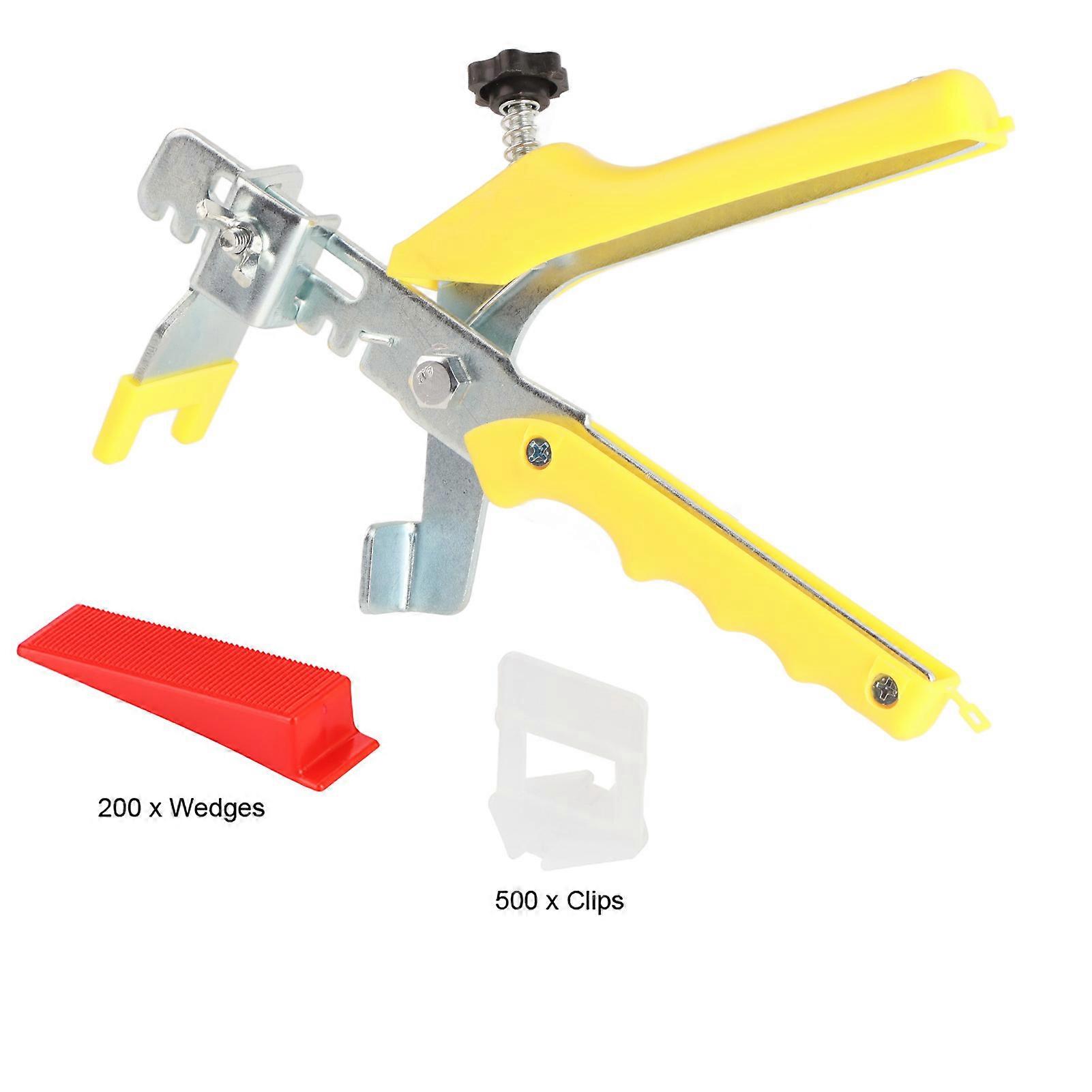 Plastic Tile Leveling Tools for Floor and Wall: 500 Clips, 200 Wedges and 1 Pliers.