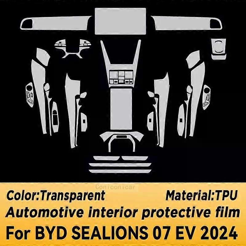 Per BYD SEALIONS 07 EV 2024 Console centrale interna auto Pellicola protettiva in TPU trasparente Accessori per pellicole di riparazione antigraffio