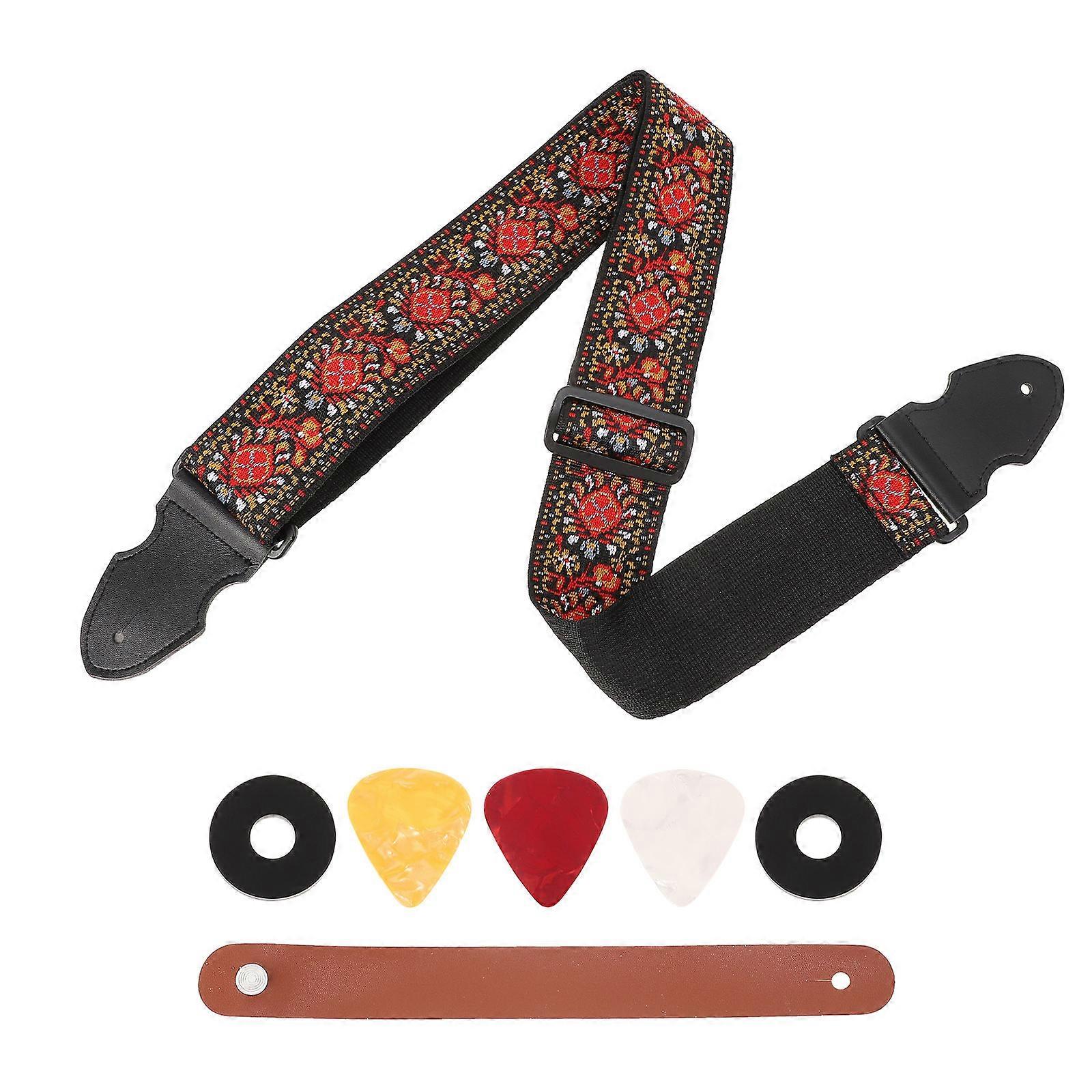 Guitar Strap Kit Wear-resistant Microfiber Leather Comfortable for Wearing 1 Set