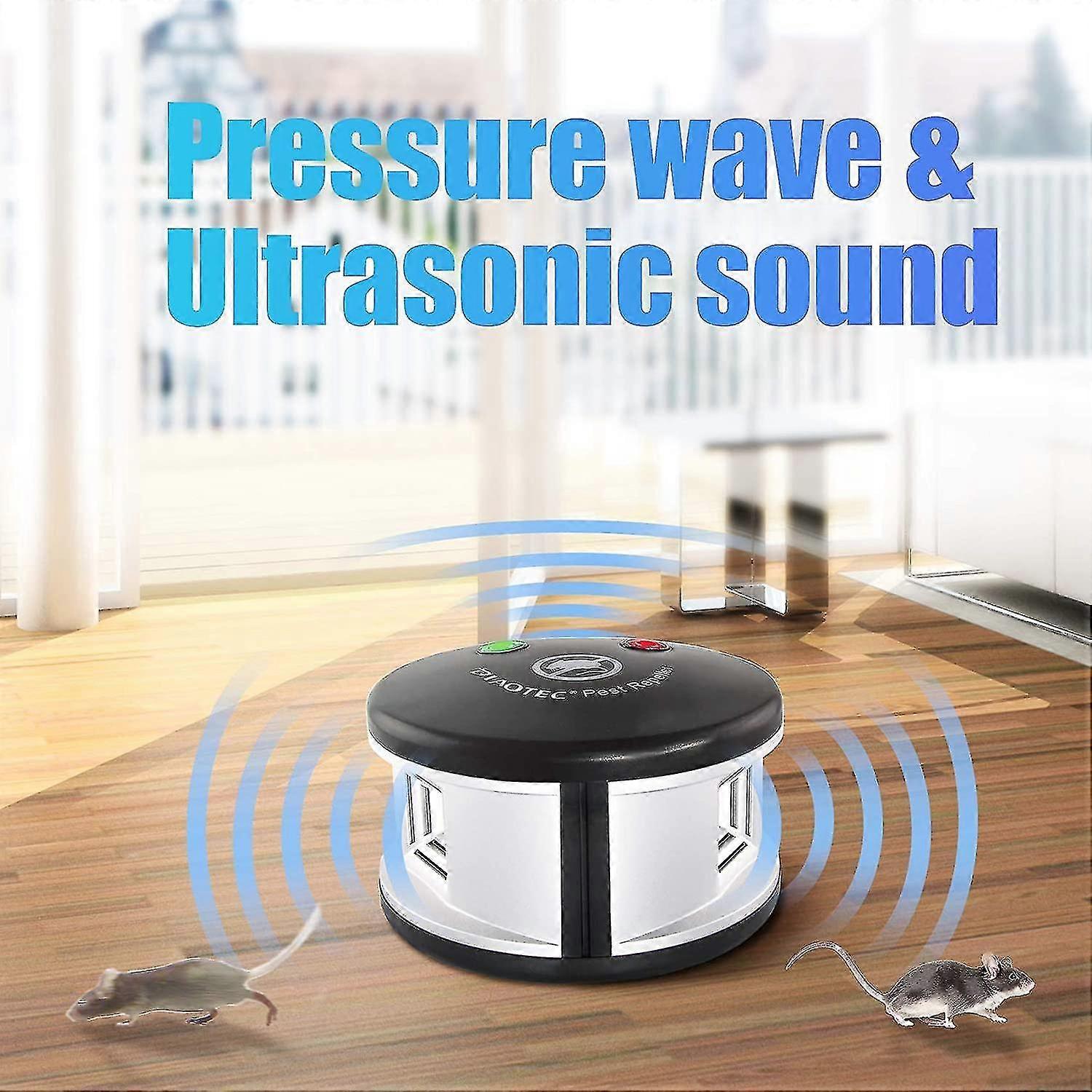 Ultrasonic Mouse Deterrent and Squirrel Repellent for Indoor Use, utilizing Pressure Wave Technology for Effective Pest Control