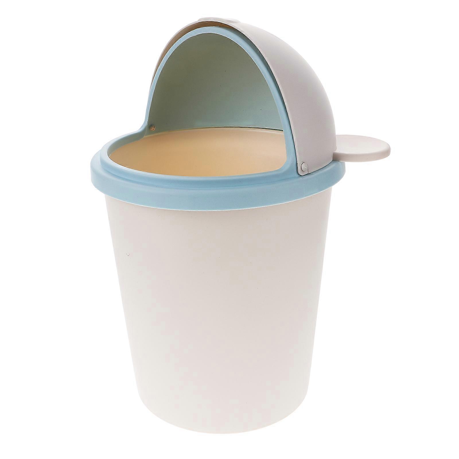 Cute Cartoon Swing Lid Wastebasket Compact Trash Can for Office Bedroom Desk Small Spaces Easy Disposal Garbage Bin