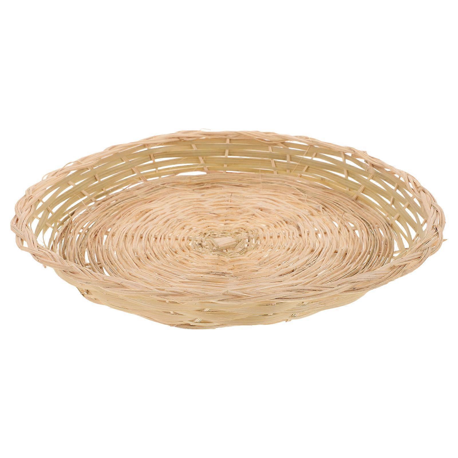 Round Storage Basket Bread Tray Wicker Serving Tray Picnic Elegant Material Food Storage 1Pcs