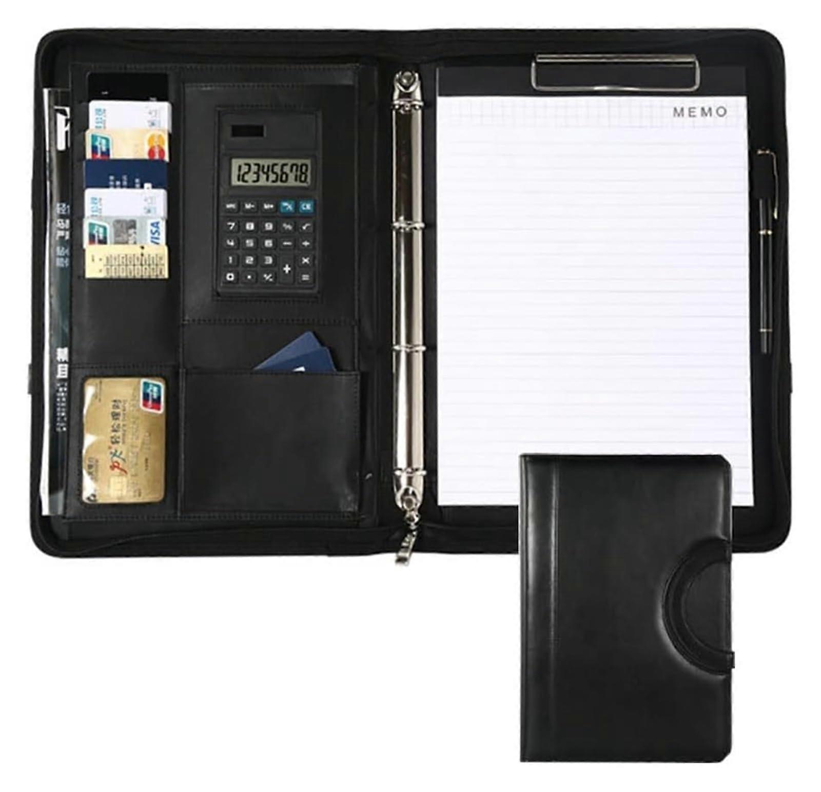 Conference portfolio folder covers, magnetic closure, leather, zipper, with 4ring binder, document organizer for business interviews in the office.