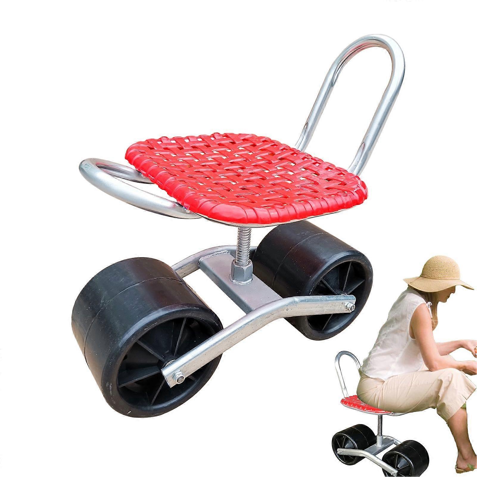 Roller Stool for Weeding Garden Tool Trolley Seat 360 Degree Rotation Height Adjustable Foldable Puncture-Proof