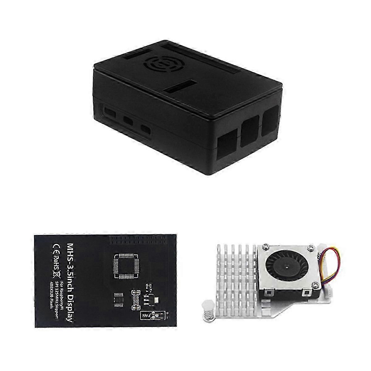 ABS Case Plastic Shell with Cooling Fan + 3.5 Inch Display Screen for Compatible Devices